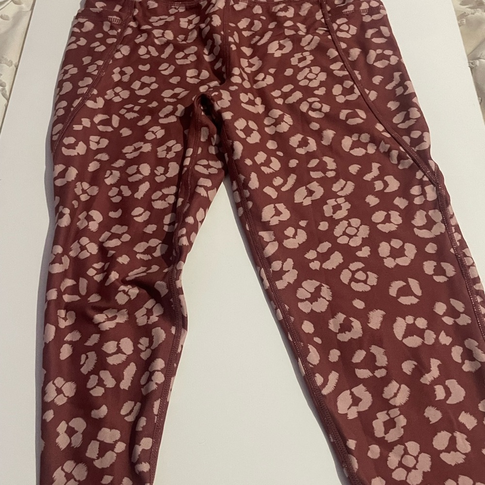 Sage Pink and Brown Leggings with Stretchy Fit
